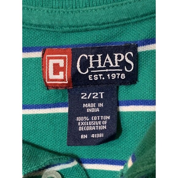 Boys CHAPS Brown Blue & White Striped 2/2T Polo Shirt, - Picture 3 of 5